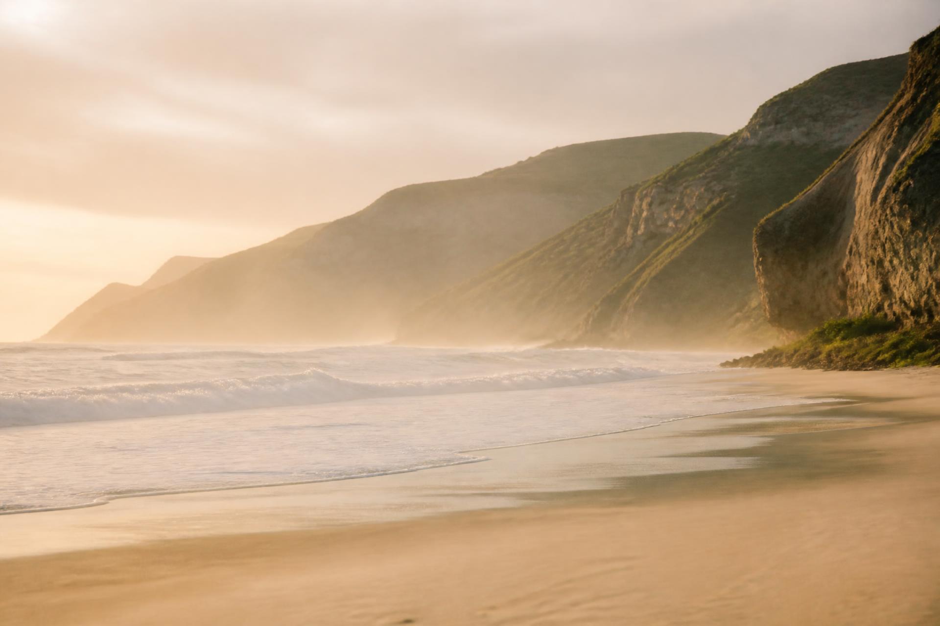 Soft coastal light at golden hour